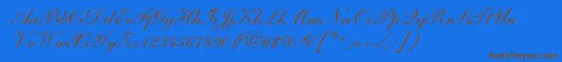 フォントSarahandantedbNormal – 茶色の文字が青い背景にあります。