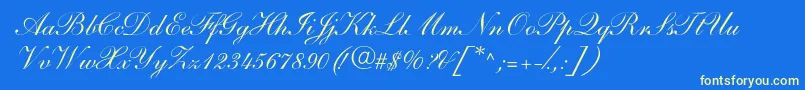 SarahandantedbNormal-Schriftart – Gelbe Schriften auf blauem Hintergrund