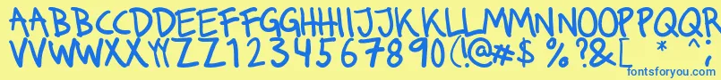 Runkmuskel Font – Blue Fonts on Yellow Background