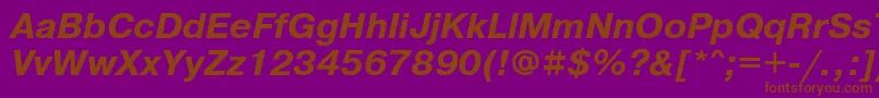 PragmaticafttBolditalic-Schriftart – Braune Schriften auf violettem Hintergrund
