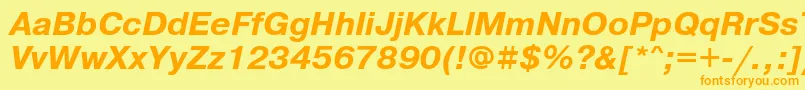フォントPragmaticafttBolditalic – オレンジの文字が黄色の背景にあります。