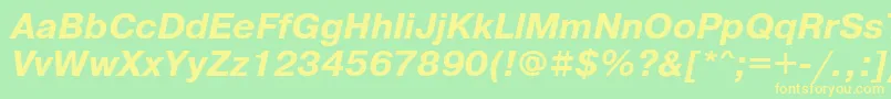 PragmaticafttBolditalic-Schriftart – Gelbe Schriften auf grünem Hintergrund