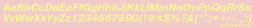 PragmaticafttBolditalic-fontti – keltaiset fontit vaaleanpunaisella taustalla