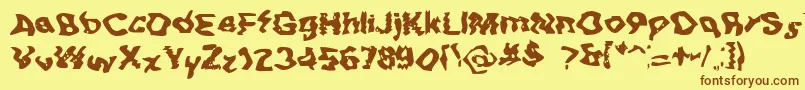 フォントBnBuzz – 茶色の文字が黄色の背景にあります。