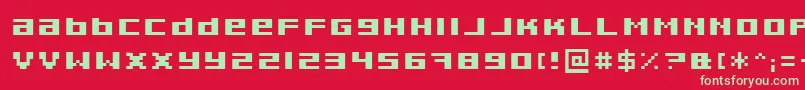 Fonte Pixeldeb – fontes verdes em um fundo vermelho