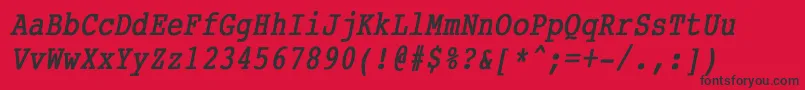 フォントCourierCondensedBoldItalic – 赤い背景に黒い文字