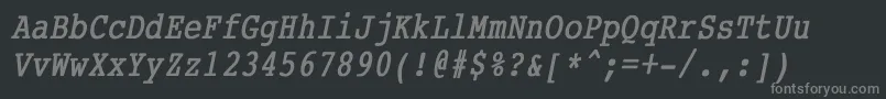 フォントCourierCondensedBoldItalic – 黒い背景に灰色の文字