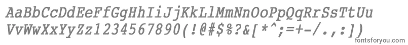 フォントCourierCondensedBoldItalic – 白い背景に灰色の文字