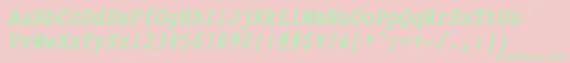 CourierCondensedBoldItalic Font – Green Fonts on Pink Background