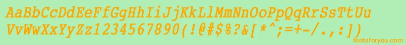 CourierCondensedBoldItalic Font – Orange Fonts on Green Background