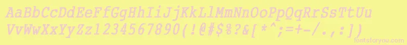 CourierCondensedBoldItalic Font – Pink Fonts on Yellow Background