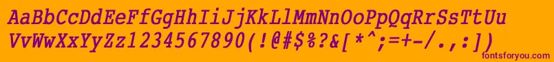 CourierCondensedBoldItalic Font – Purple Fonts on Orange Background