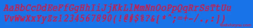 CourierCondensedBoldItalic Font – Red Fonts on Blue Background