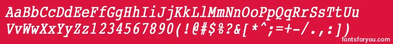 CourierCondensedBoldItalic Font – White Fonts on Red Background