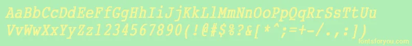 CourierCondensedBoldItalic Font – Yellow Fonts on Green Background