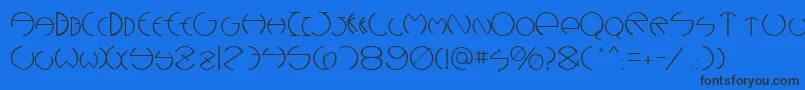 フォントDebevicDecoRegular – 黒い文字の青い背景