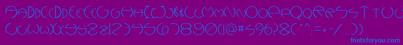 フォントDebevicDecoRegular – 紫色の背景に青い文字