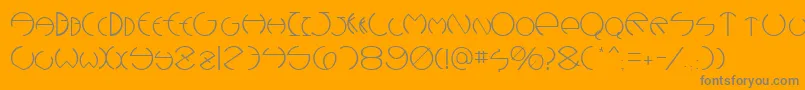 DebevicDecoRegular-Schriftart – Graue Schriften auf orangefarbenem Hintergrund