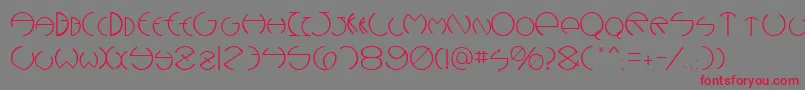 フォントDebevicDecoRegular – 赤い文字の灰色の背景
