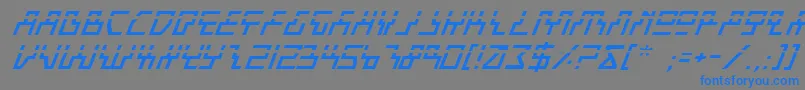 フォントBeamRiderItalicLaser – 灰色の背景に青い文字