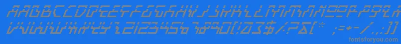 フォントBeamRiderItalicLaser – 青い背景に灰色の文字