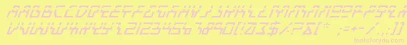 フォントBeamRiderItalicLaser – ピンクのフォント、黄色の背景