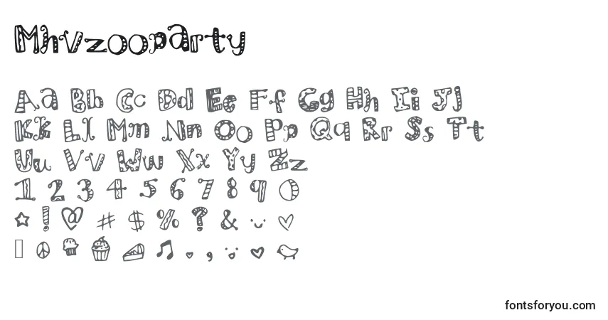 A fonte Mhvzooparty – alfabeto, números, caracteres especiais