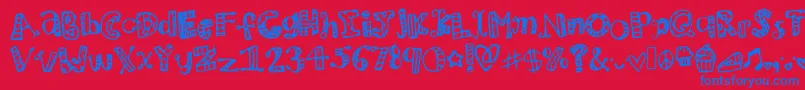 Mhvzooparty Font – Blue Fonts on Red Background