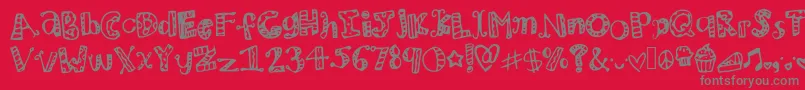 フォントMhvzooparty – 赤い背景に灰色の文字