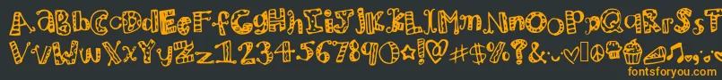 Mhvzooparty-Schriftart – Orangefarbene Schriften auf schwarzem Hintergrund