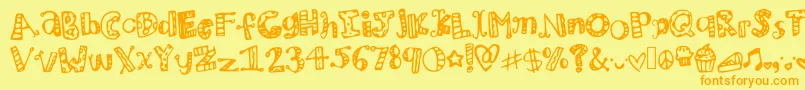 Mhvzooparty Font – Orange Fonts on Yellow Background