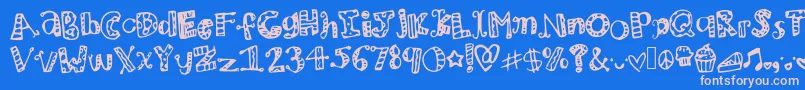 Mhvzooparty Font – Pink Fonts on Blue Background