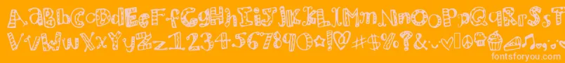 Mhvzooparty-Schriftart – Rosa Schriften auf orangefarbenem Hintergrund