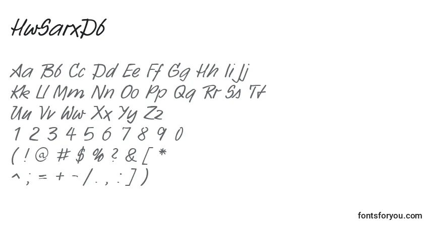 Czcionka HwSarxDb – alfabet, cyfry, specjalne znaki