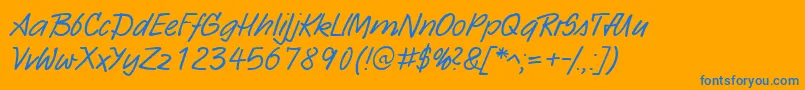 HwSarxDb-Schriftart – Blaue Schriften auf orangefarbenem Hintergrund