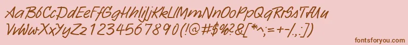 Więcej informacji o czcionce HwSarxDb Czcionka HwSarxDb – brązowe czcionki na różowym tle