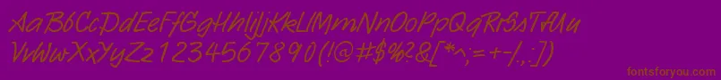HwSarxDb-Schriftart – Braune Schriften auf violettem Hintergrund
