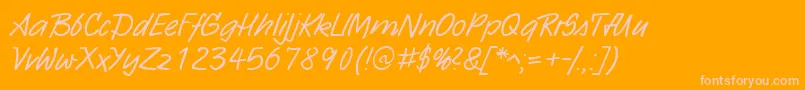 HwSarxDb-Schriftart – Rosa Schriften auf orangefarbenem Hintergrund