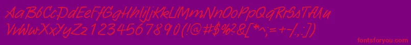 HwSarxDb-fontti – punaiset fontit violetilla taustalla