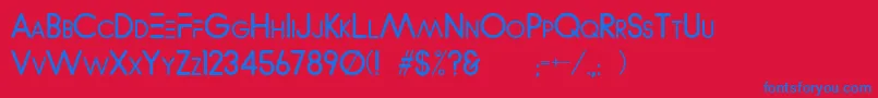 WvelezLogofont-Schriftart – Blaue Schriften auf rotem Hintergrund