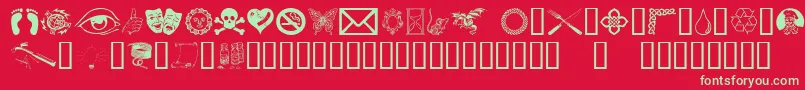 Oddsod-Schriftart – Grüne Schriften auf rotem Hintergrund