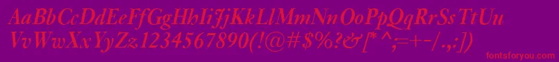 KisClassicoBolditalic-Schriftart – Rote Schriften auf violettem Hintergrund