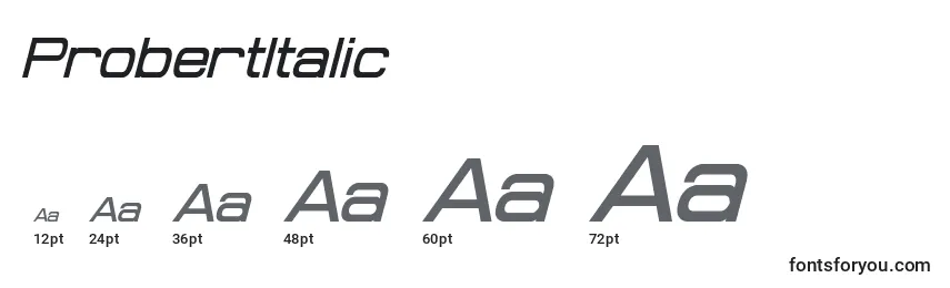 ProbertItalic Font Sizes