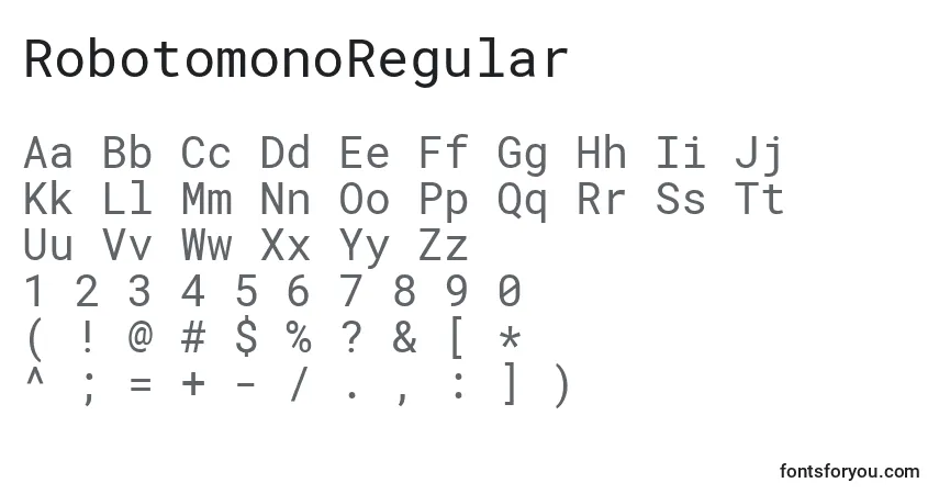 Fuente RobotomonoRegular - alfabeto, números, caracteres especiales