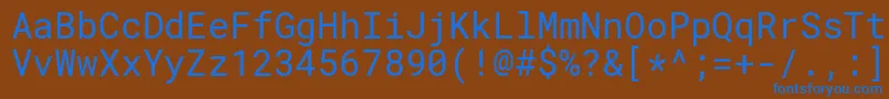 Czcionka RobotomonoRegular – niebieskie czcionki na brązowym tle