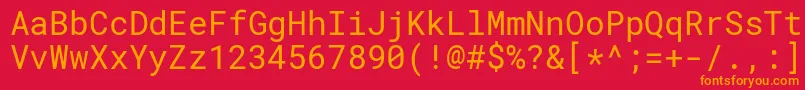 フォントRobotomonoRegular – 赤い背景にオレンジの文字