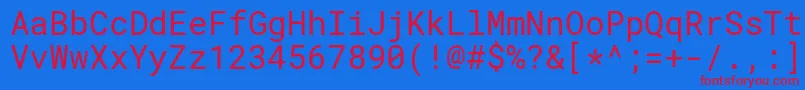 RobotomonoRegular Font – Red Fonts on Blue Background