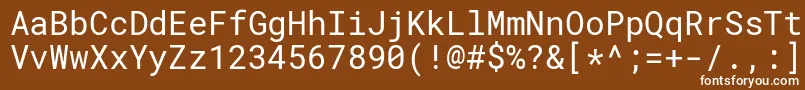 RobotomonoRegular-fontti – valkoiset fontit ruskealla taustalla