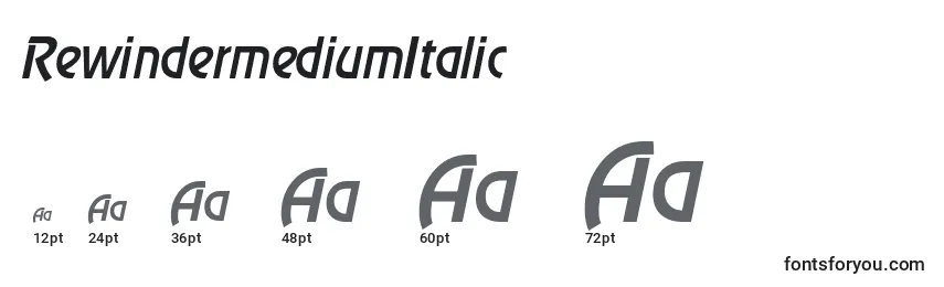 Размеры шрифта RewindermediumItalic