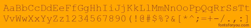 Saiba mais sobre a fonte Carrier Fonte Carrier – fontes marrons em um fundo laranja